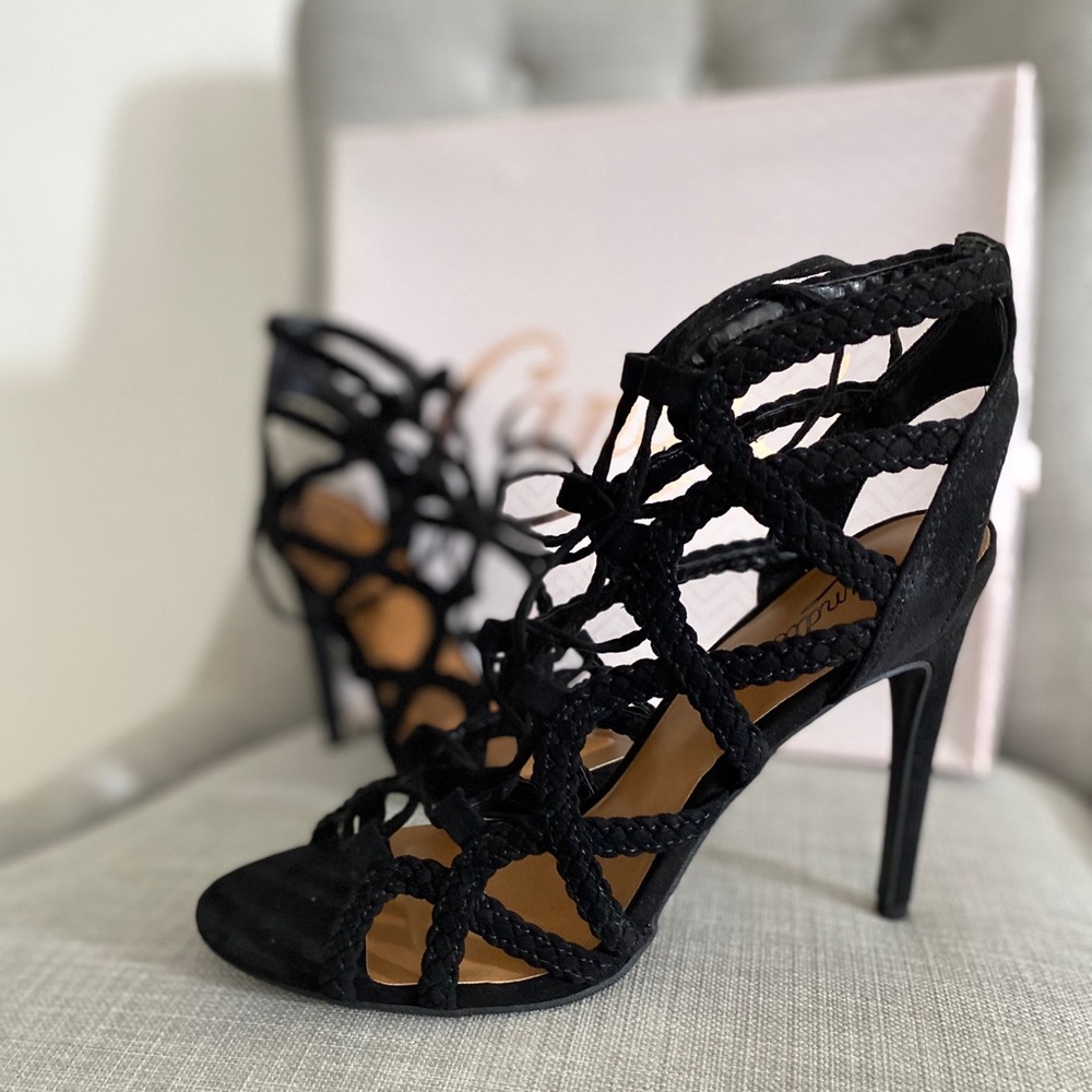 Candies Black Sandal Heels NWT
